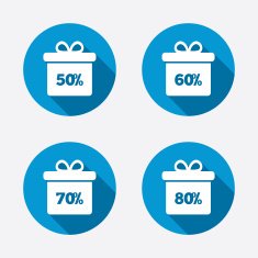 Sale gift box tag icons Discount symbols N53