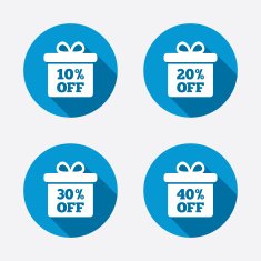 Sale gift box tag icons Discount symbols N54