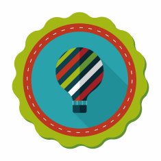 Hot Air Balloon flat icon with long shadow N54