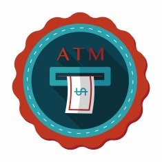 atm flat icon with long shadow N25