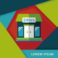 Building convenient store flat icon with long shadow eps10 N25