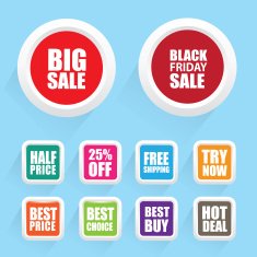 Special offer tags in vibrant funky color variations