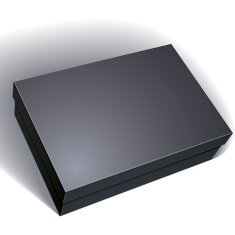 Package black box design isolated on white background template N4