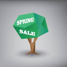 Spring sale low polygonal 3d tree object Discounts poster template
