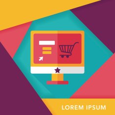 online shopping flat icon with long shadow eps10 N89