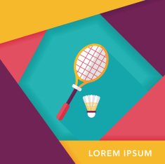 badminton racket and ball flat icon with long shadow eps10 N16