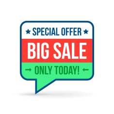 Big sale tag for online shop in flat design Use N2