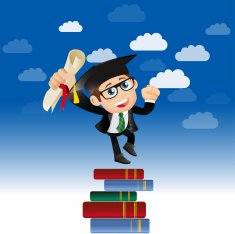 Graduate student Ambitious man jumping for future trends concept N2