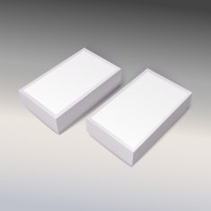 White product cardboards with clean label package boxes mockup