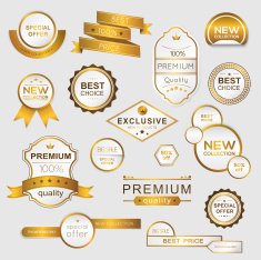 Collection of golden premium promo seals stickers N2