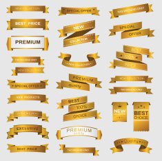 Collection of golden premium promo banners