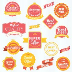Set of vector stickers and ribbons N17