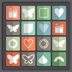 set of 16 holiday icons on a colored background N3