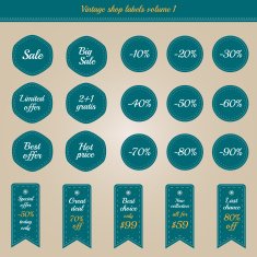 Collection of vintage shop labels - sales and offers N2