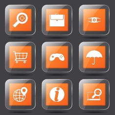 SEO Internet Sign Square Vector Orange Icon Design Set 10 N11