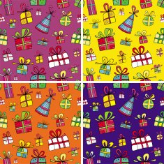 Seamless christmas presents pattern set
