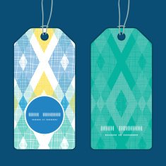 Vector colorful fabric ikat diamond vertical round frame pattern tags N2