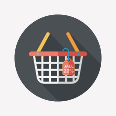 shopping basket flat icon with long shadow eps10 N63