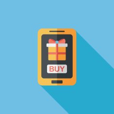 cell phone online shopping flat icon with long shadow eps10 N25