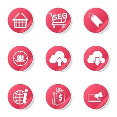SEO Internet Sign Pink Vector Button Icon Design Set 7 N12