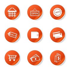 Shopping Sign Orange Vector Button Icon Design Set 2 N10
