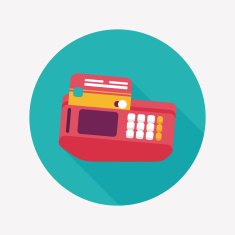 Shopping credit card machine flat icon with long shadow eps10 N33
