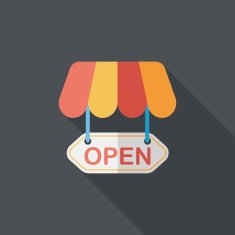 shopping store sign flat icon with long shadow eps10 N157