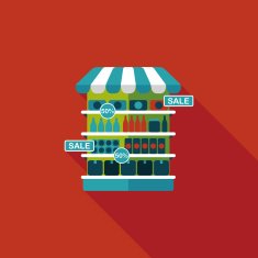 shopping grocery store flat icon with long shadow eps10 N5