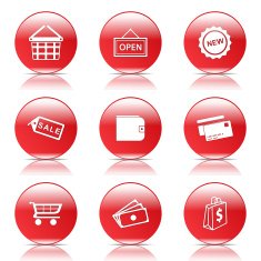 Shopping Sign Red Vector Button Icon Design Set 2 N11
