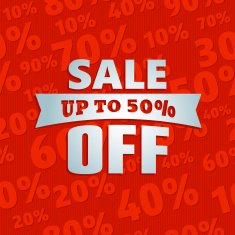 Red 3D vector text of sale discount price offer N20