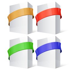 White Package Boxes With color Banner