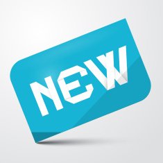 Blue Paper Vector Label with New Title