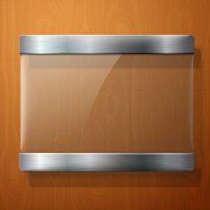 Glass plate with metal holders for your signs on wooden