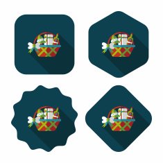 Christmas gift baskets flat icon with long shadow eps10 N65