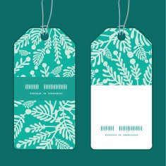 Vector emerald green plants vertical stripe frame pattern tags set