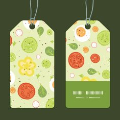 Vector fresh salad vertical stripe frame pattern tags set