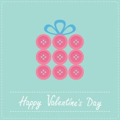 Gift box made from buttons Dash line Valentines day Flat N2