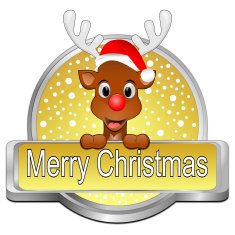 Reindeer wishing Merry Christmas Button
