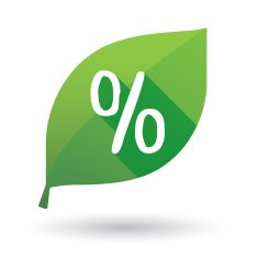 Green leaf icon with a discount sign