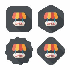 shopping store sign flat icon with long shadow eps10 N165