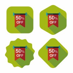 shopping sale sign flag flat icon with long shadow eps10 N50