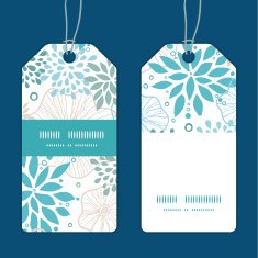 Vector blue and gray plants vertical stripe frame pattern tags