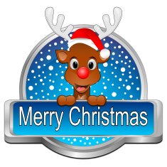 Reindeer wishing Merry Christmas Button N2