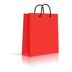 Blank Red Paper Shopping Bag With Black Rope Handles Vector