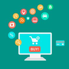 icons of buying product via online shop and e-commerce
