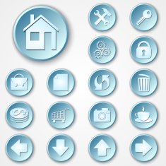 Vector abstract blue round paper icon set N2