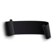 Black realistic curved paper banner N2