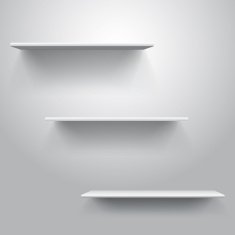 Realistic triple book shelf template vector N2