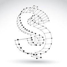 3d mesh stylish web monochrome dollar sign isolated on white