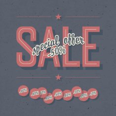 Sale coupon Template with textured background and percents tags